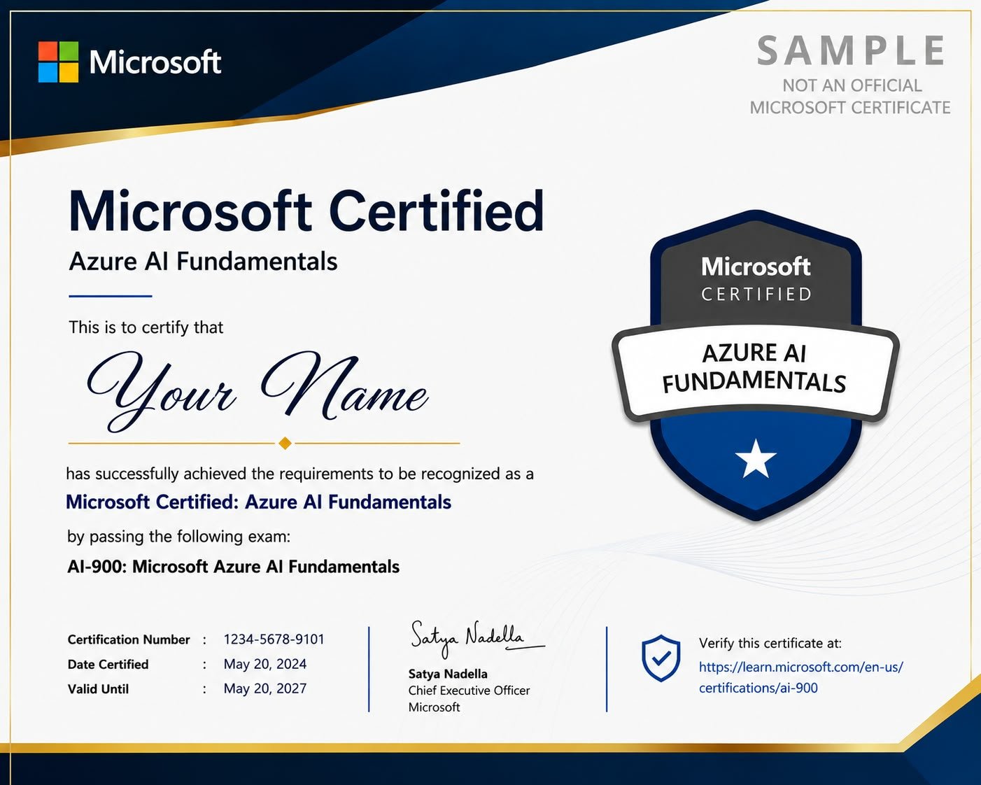 Microsoft AI-900 — Azure AI Fundamentals certification artwork