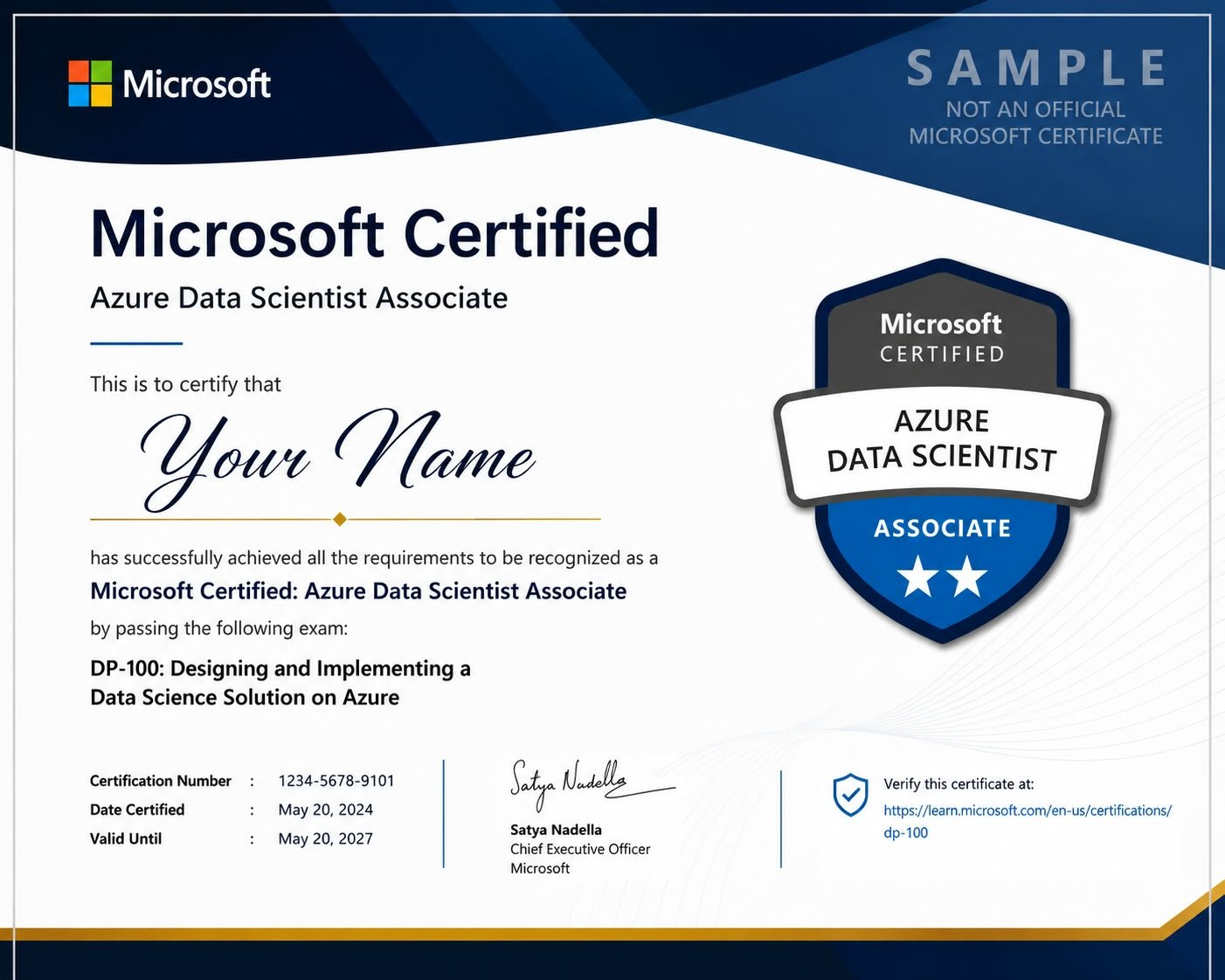 Microsoft DP-100 — Azure Data Scientist Associate certification artwork